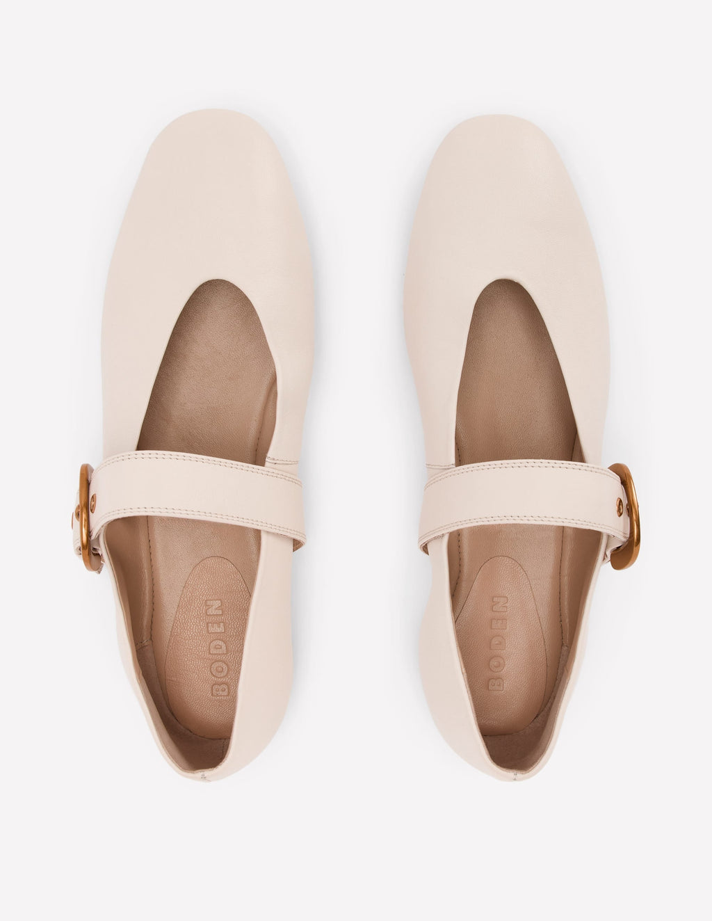 Kylie Flat Buckle Mary Janes-Ecru