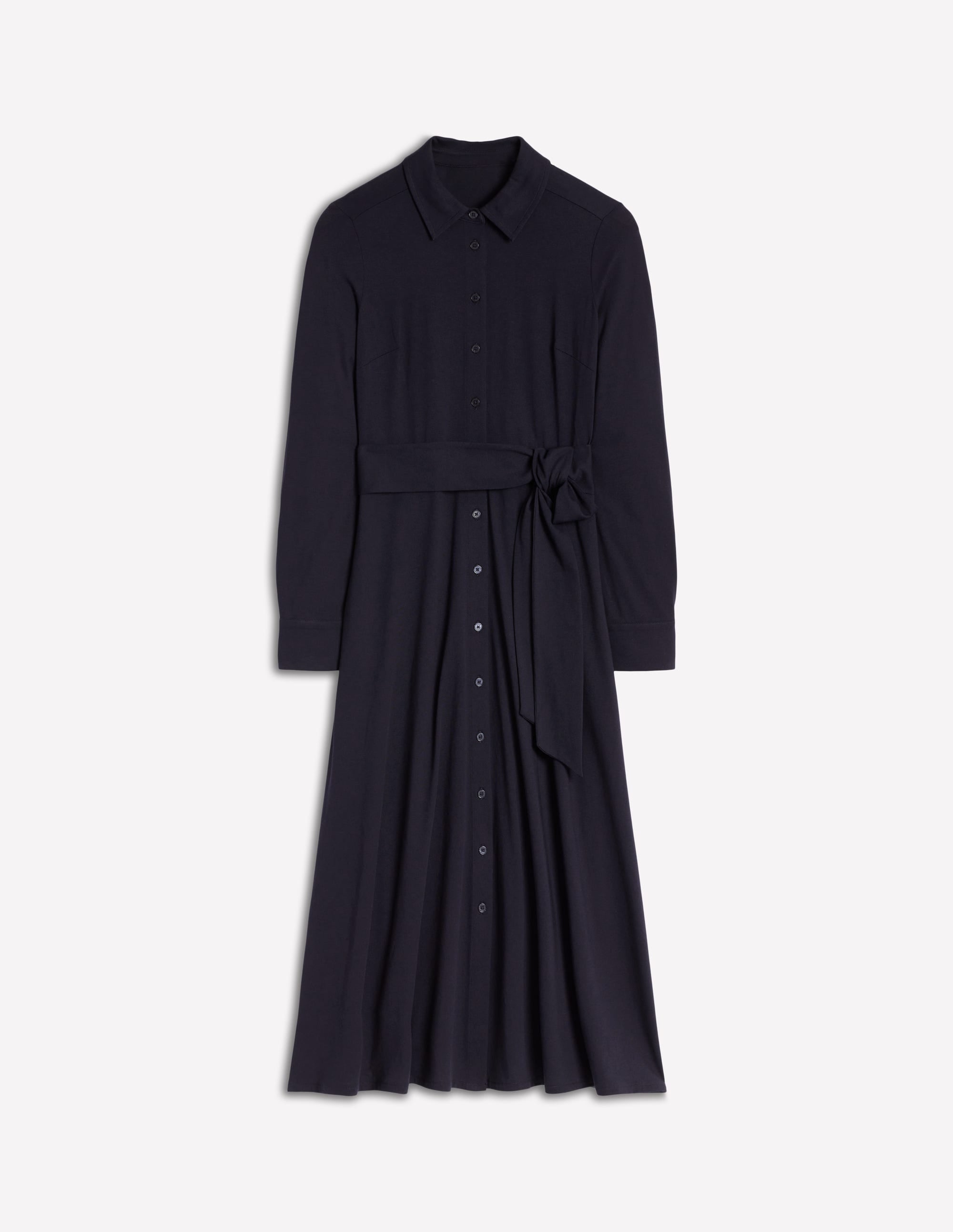 Marcia Jersey Shirt Dress-Navy