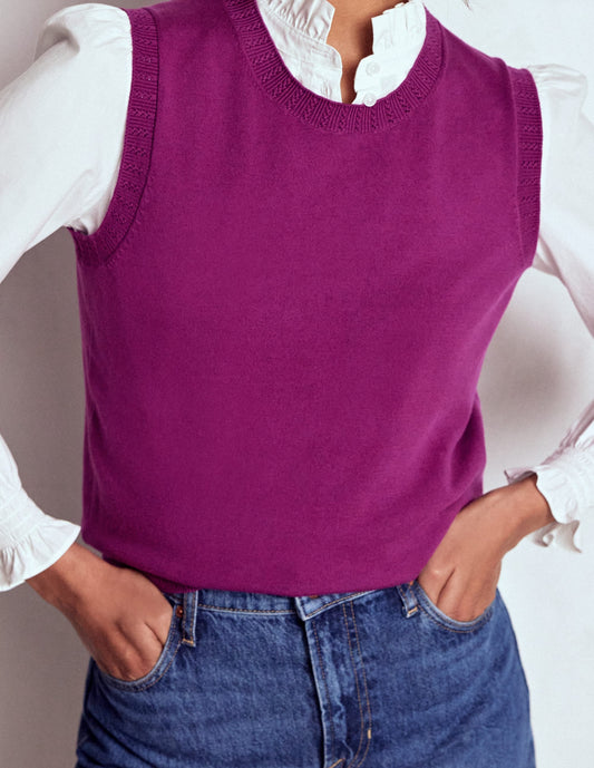 Emilia Cotton Crew Neck Vest-Regal Purple