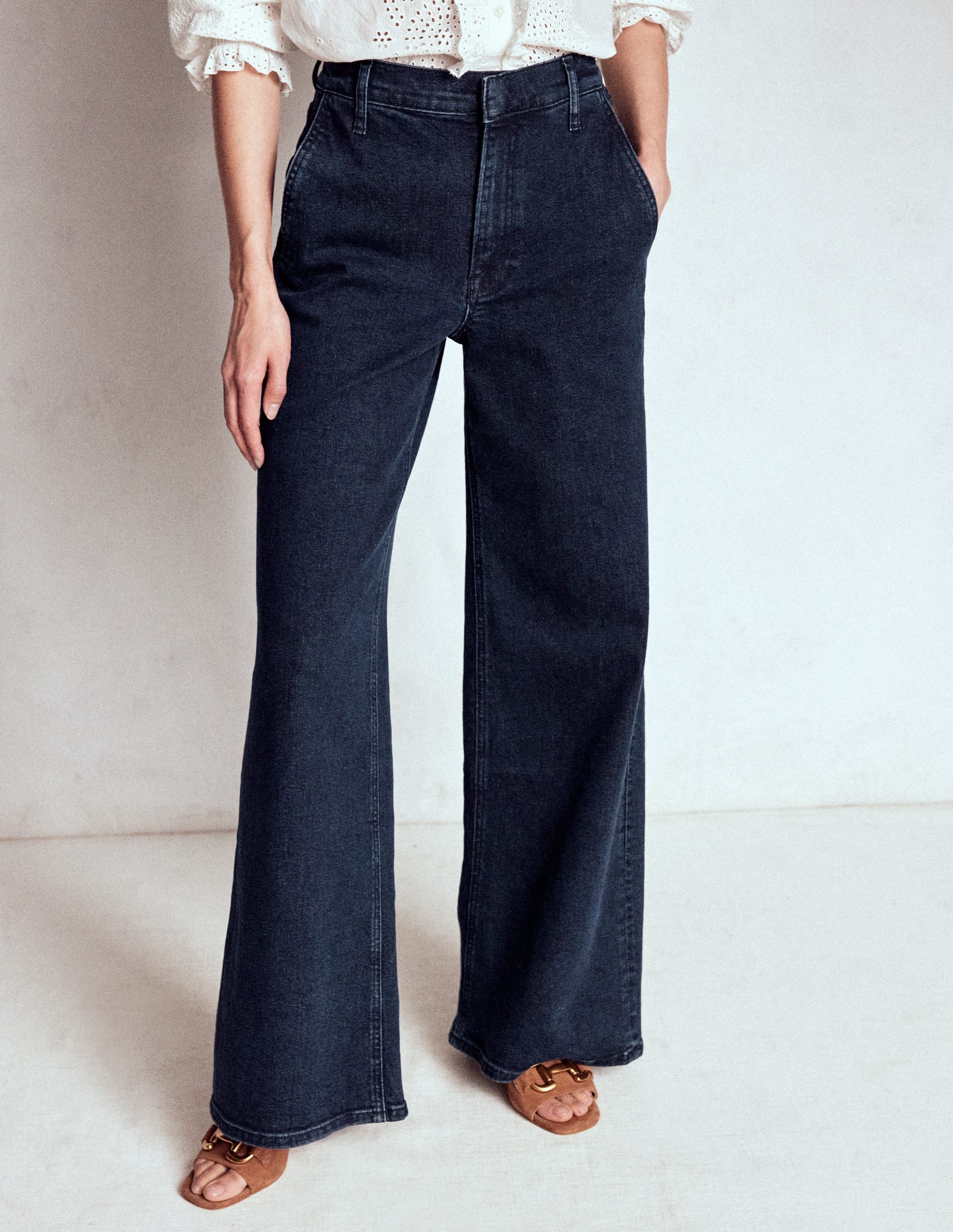 High Rise Clean Wide Jeans-Dark Vintage