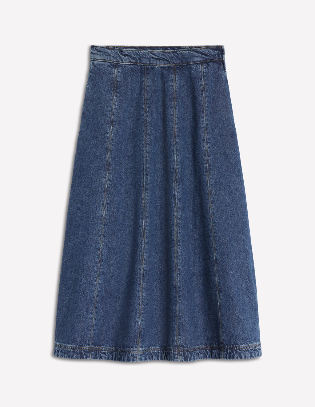 Joy Panelled Denim Skirt-Mid Wash