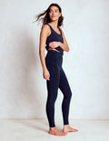 High Rise Jersey Leggings-Navy