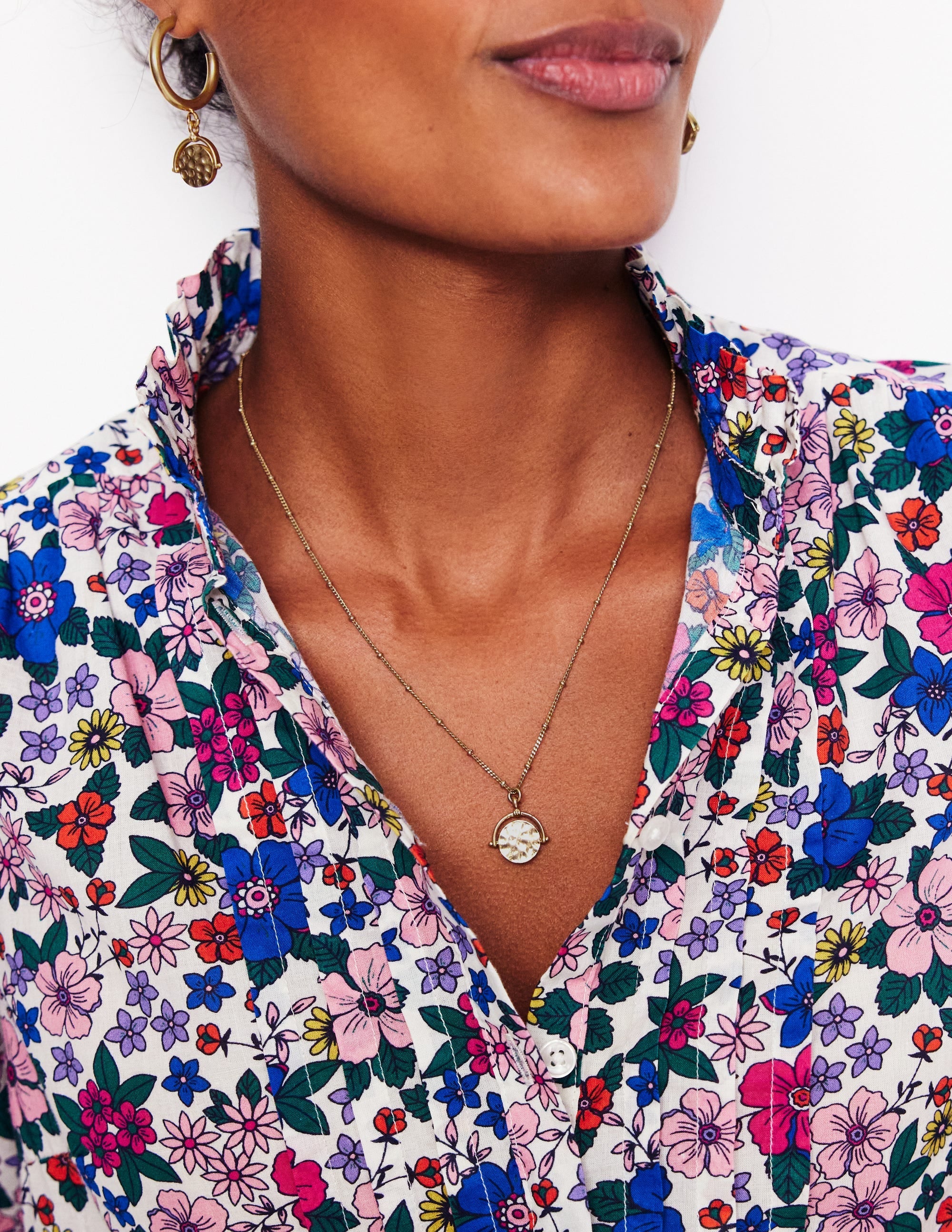 Fine Spinner Pendant Necklace-Gold Colour