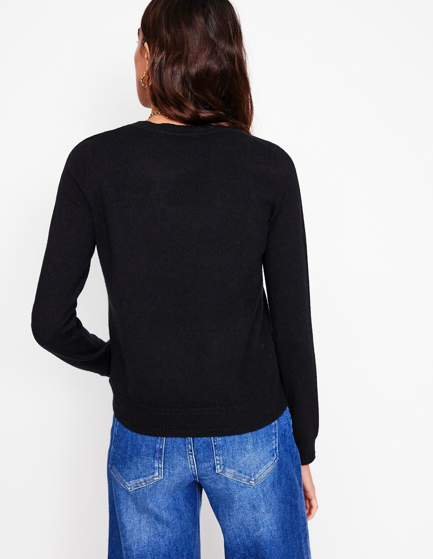 Eva Cashmere Crew Neck Sweater-Black