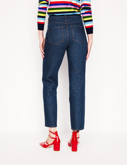 High Rise Straight Leg Jeans-Indigo Rinse