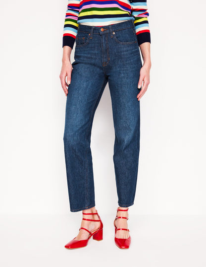 High Rise Straight Leg Jeans-Indigo Rinse