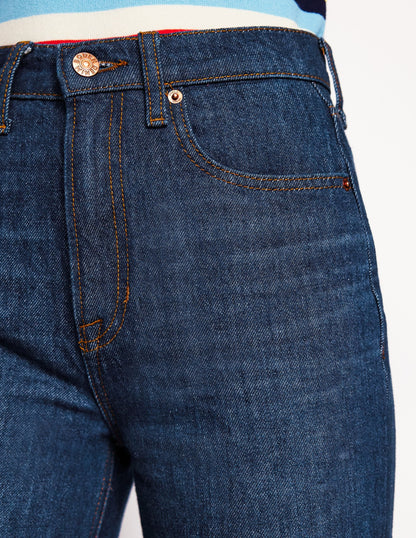 High Rise Straight Leg Jeans-Indigo Rinse