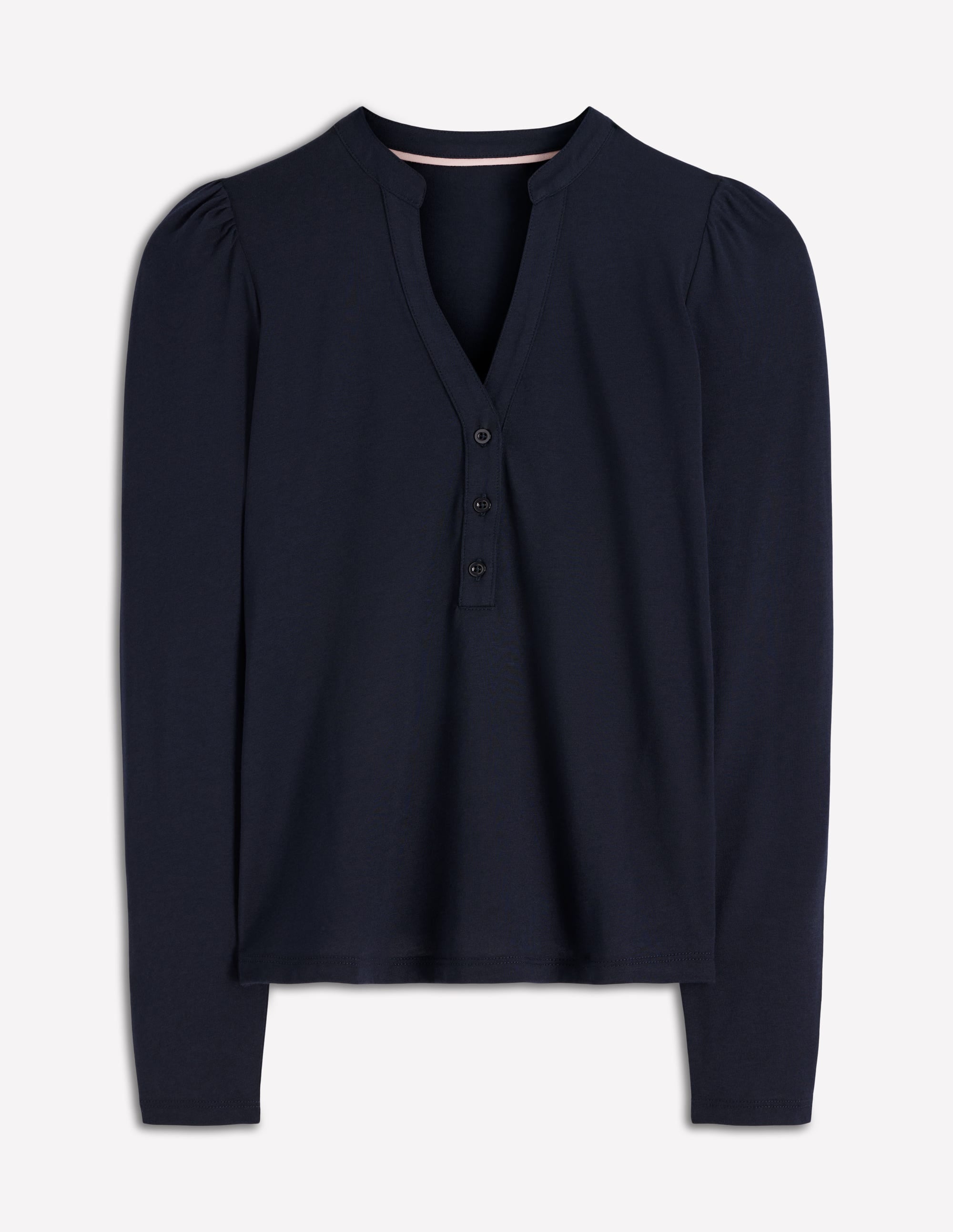 Supersoft Open Neck Henley-Navy