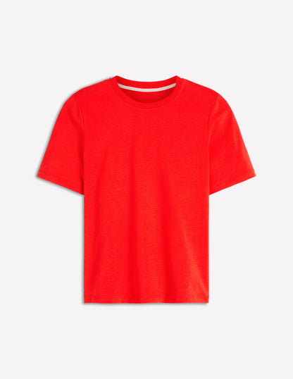 Cotton Crew Neck T-shirt-Red