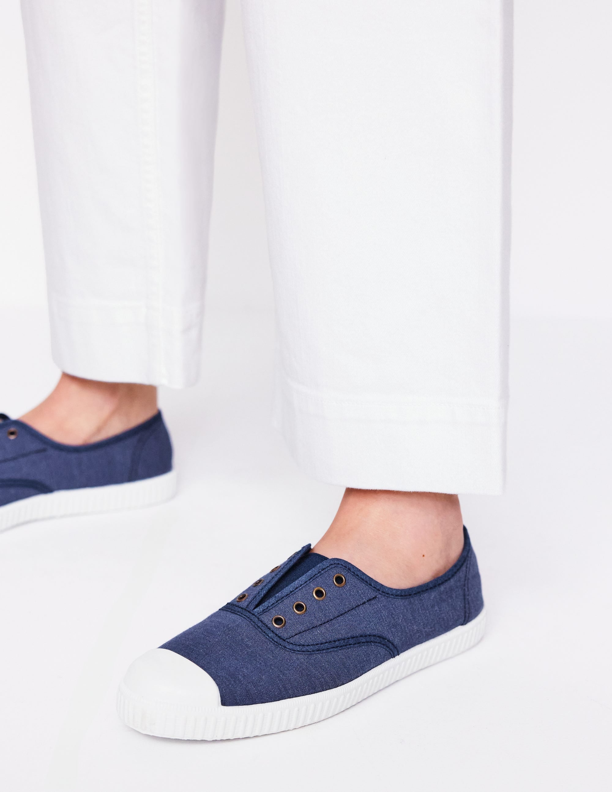 Laceless Canvas Plimsoll-Navy