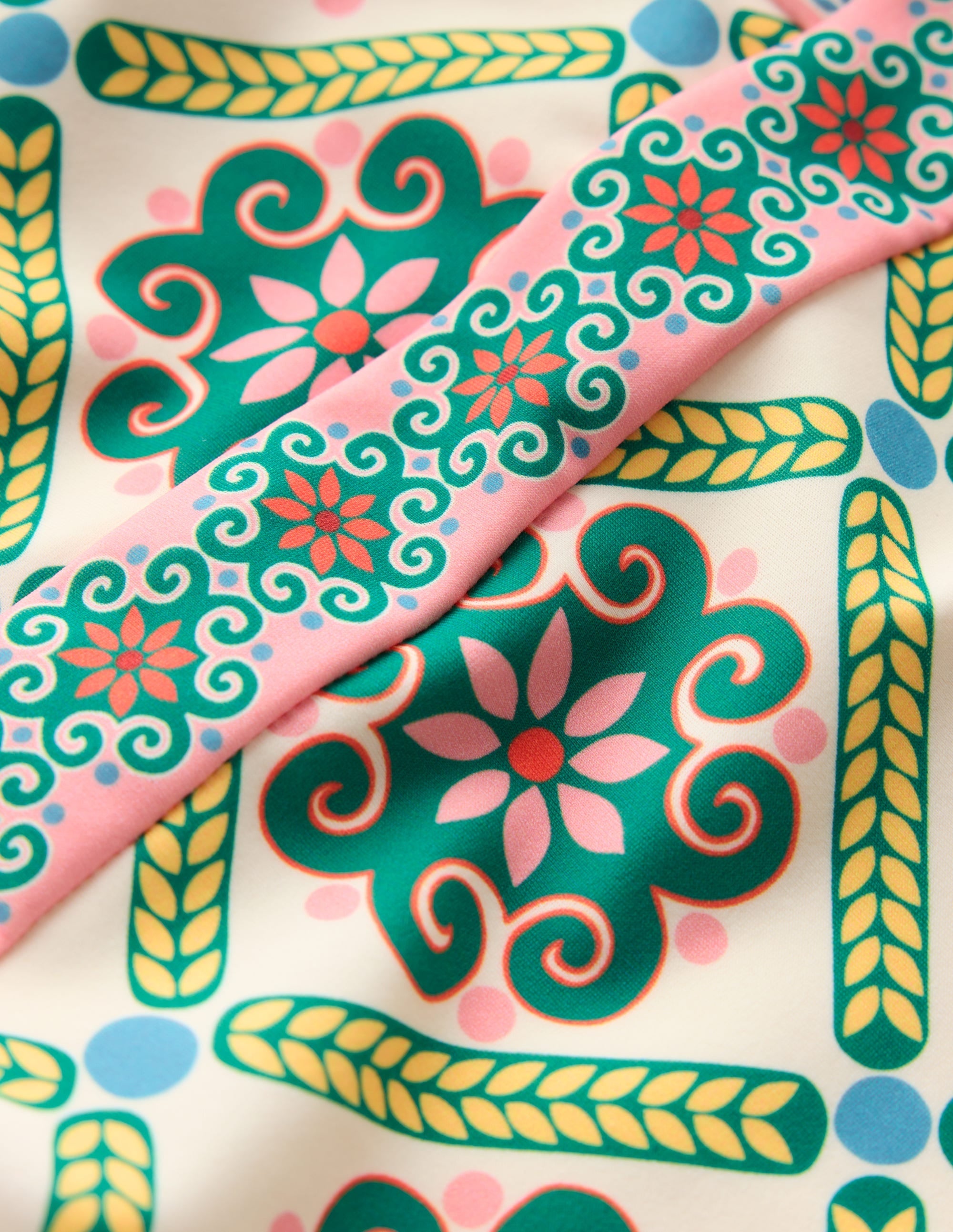 Lefkada Square Neck Swimsuit-Rich Emerald, Baroque Tile