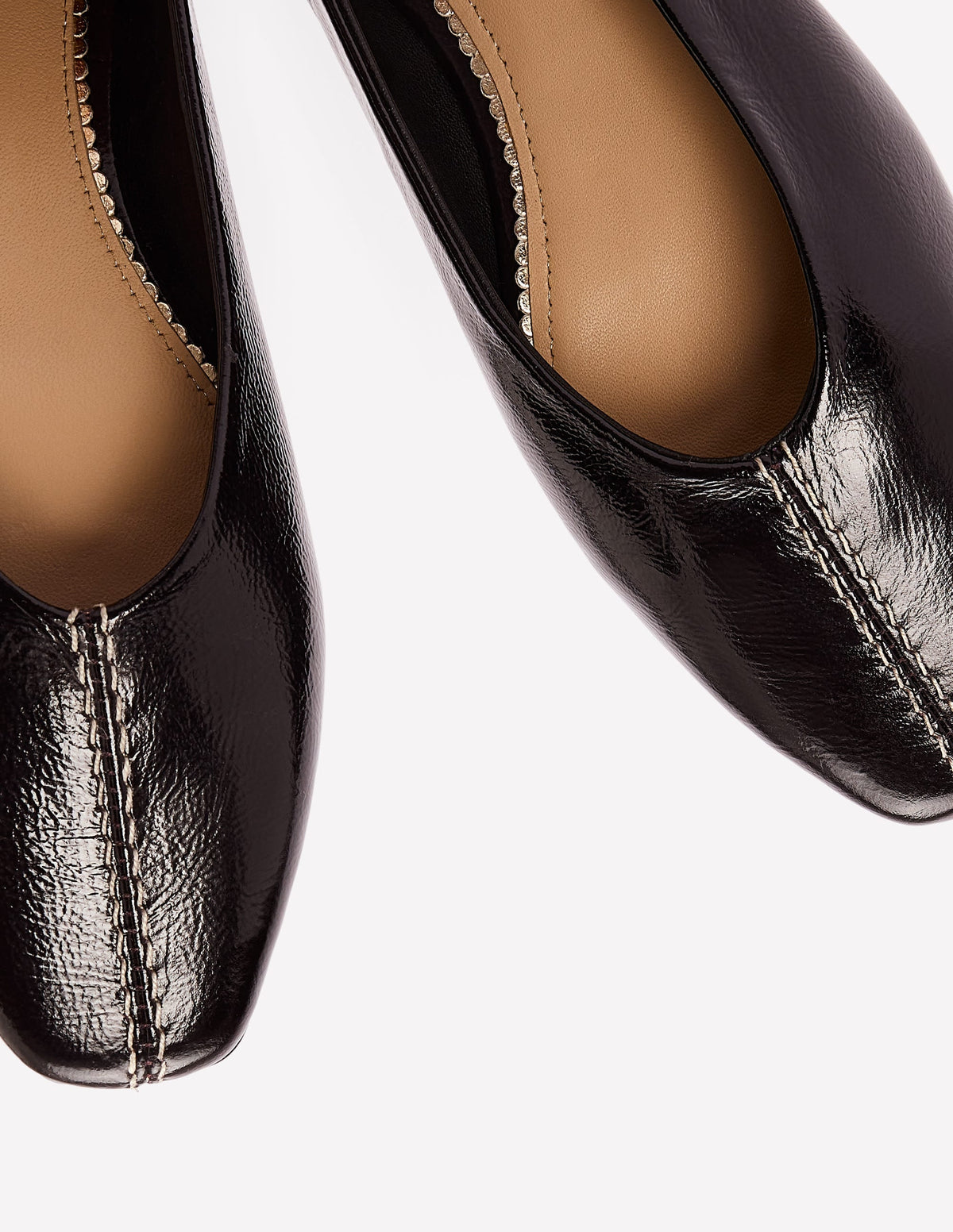 High Cut Stitch Detail Flats-Deep Oxblood