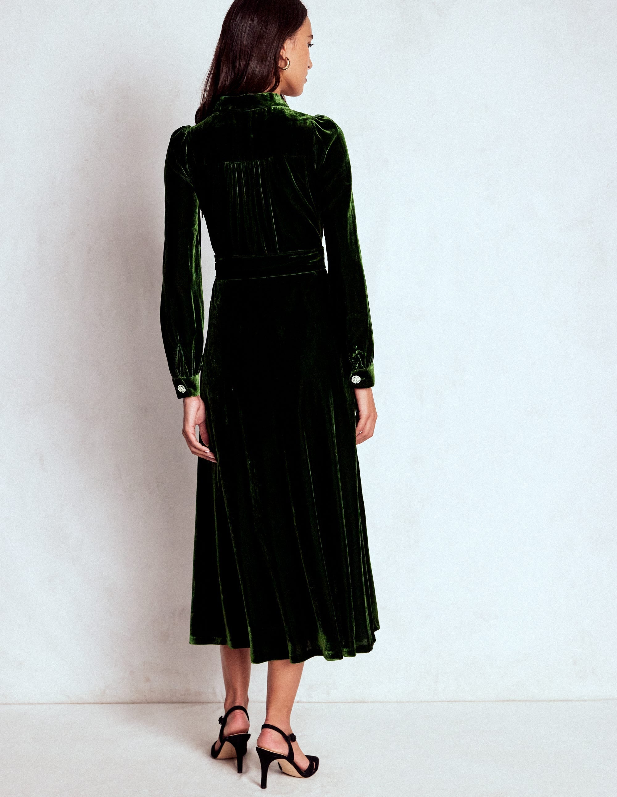 Vivienne Velvet Midi Dress-Green Fir