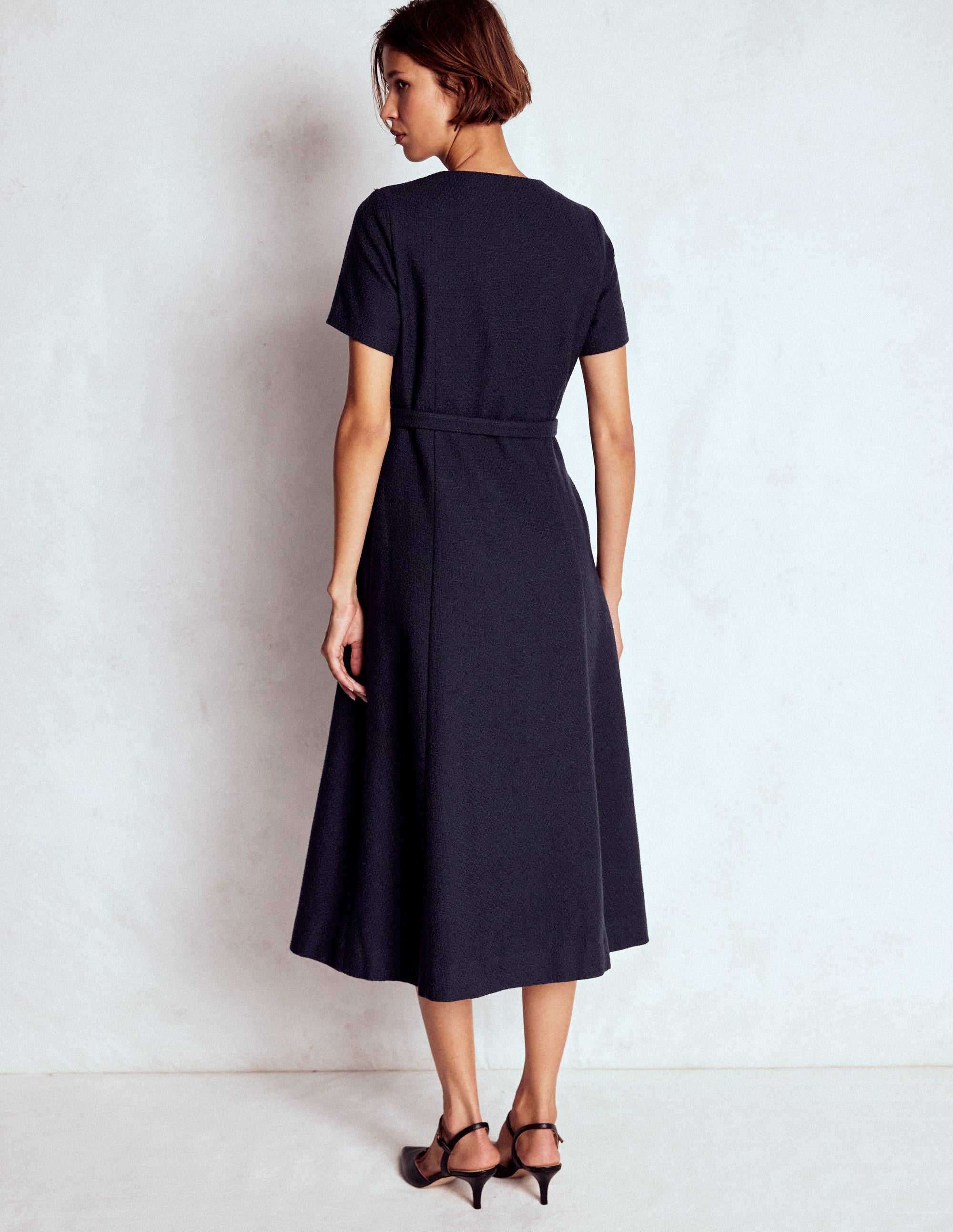 Charlotte Cotton Midi Dress-Navy