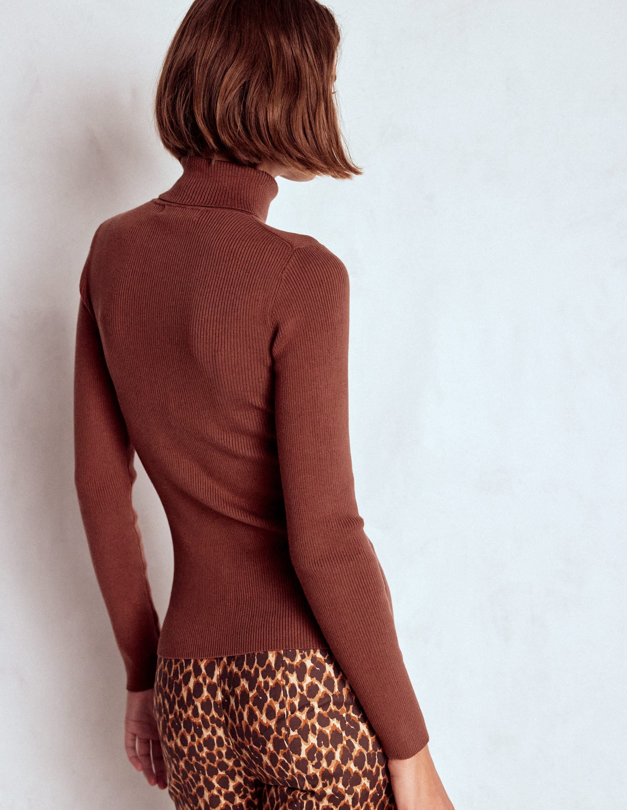 Emilia Roll Neck Sweater-Hot Chocolate Brown