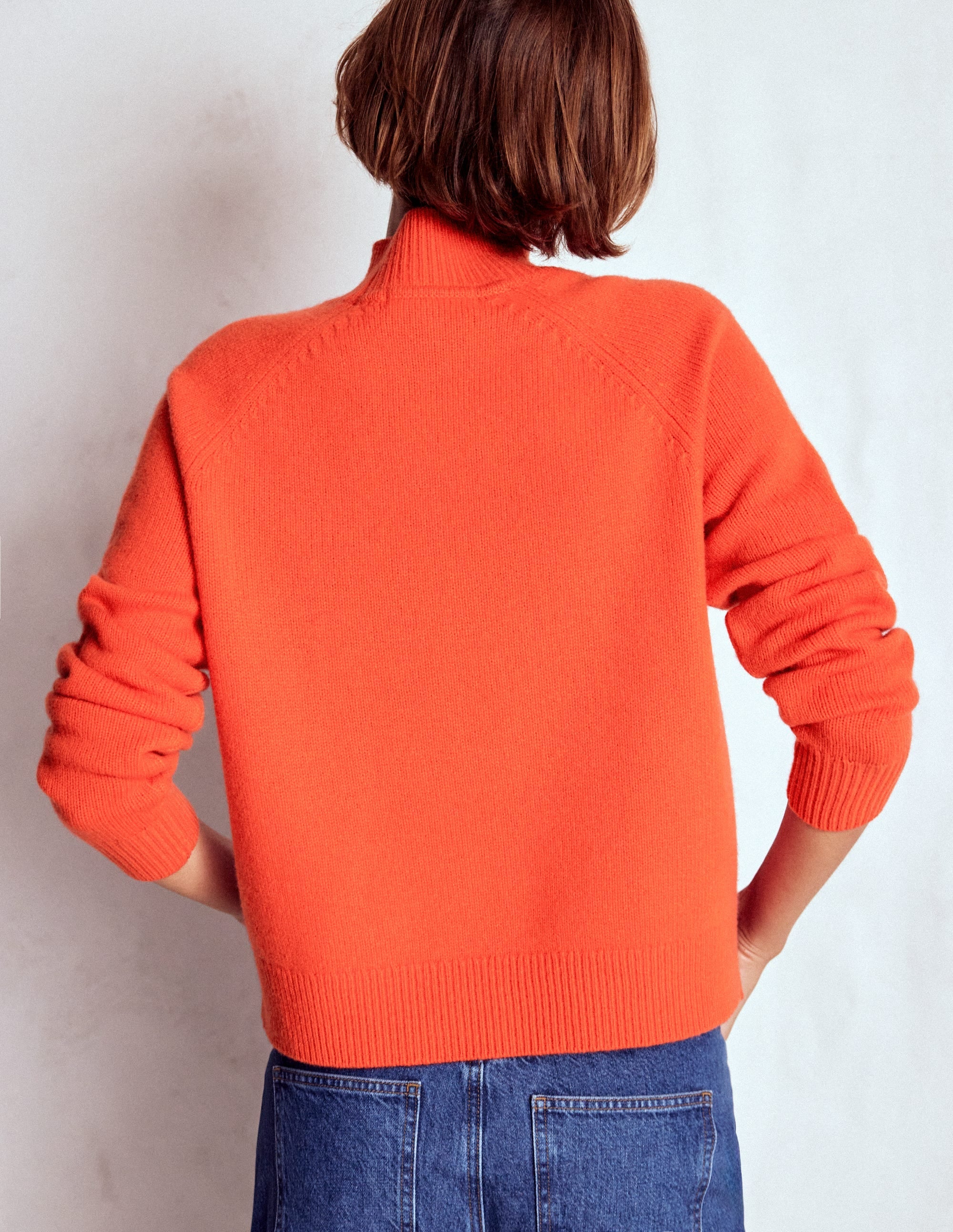 Marion Merino Rib Neck Sweater-Gladioli Orange
