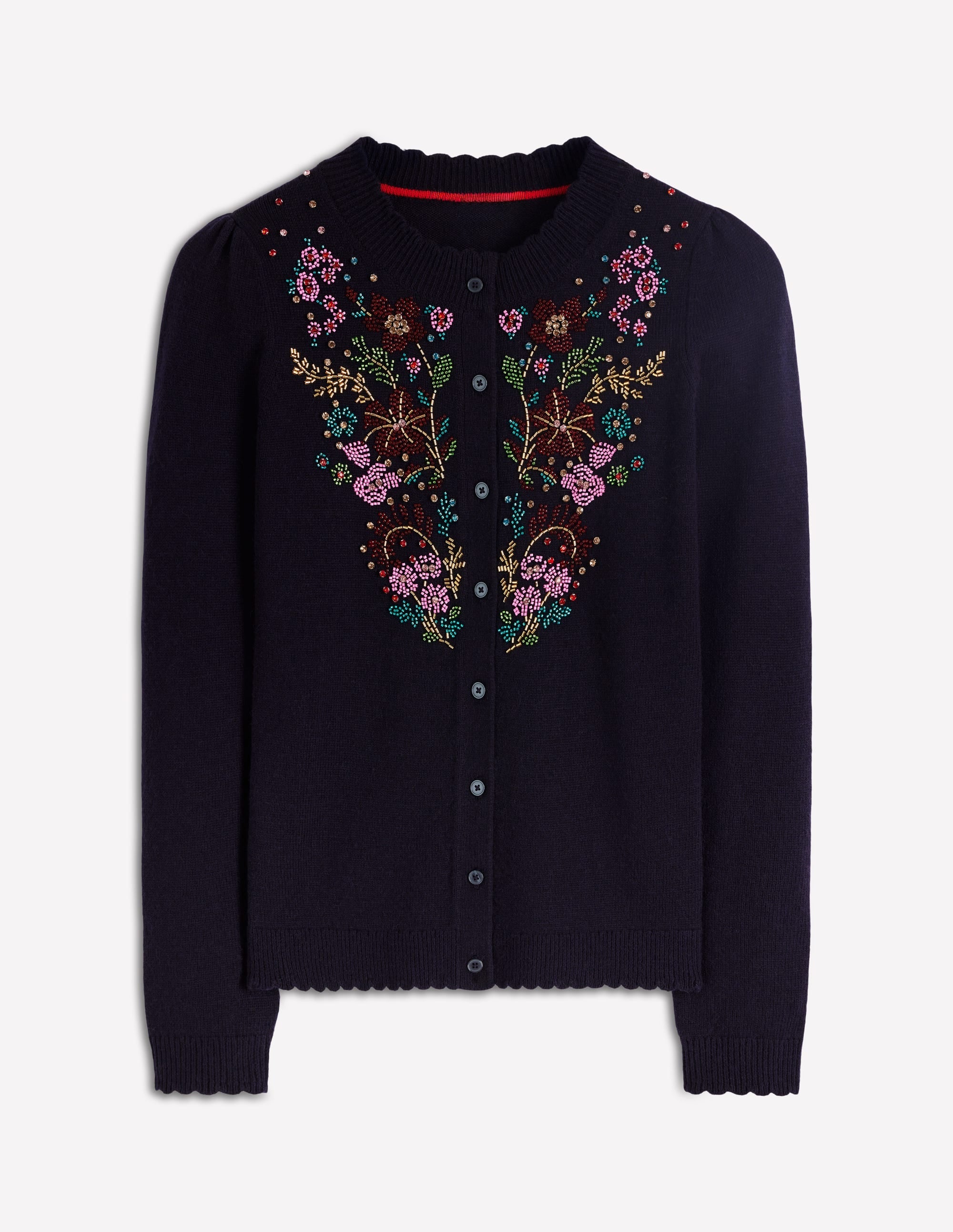Elizabeth Embellished Cardigan-Navy, Floral Embellishment