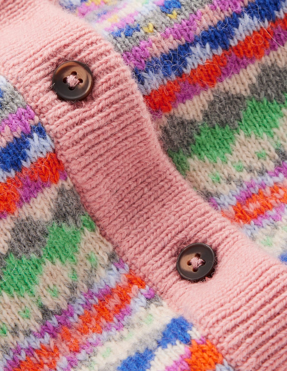Edie Fair Isle Knitted Shirt-Pink Heritage Fair Isle