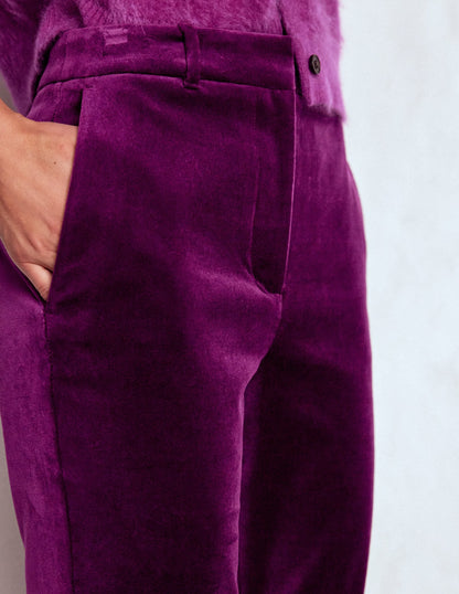 Fitted Velvet Flare Pants-Plum Jam