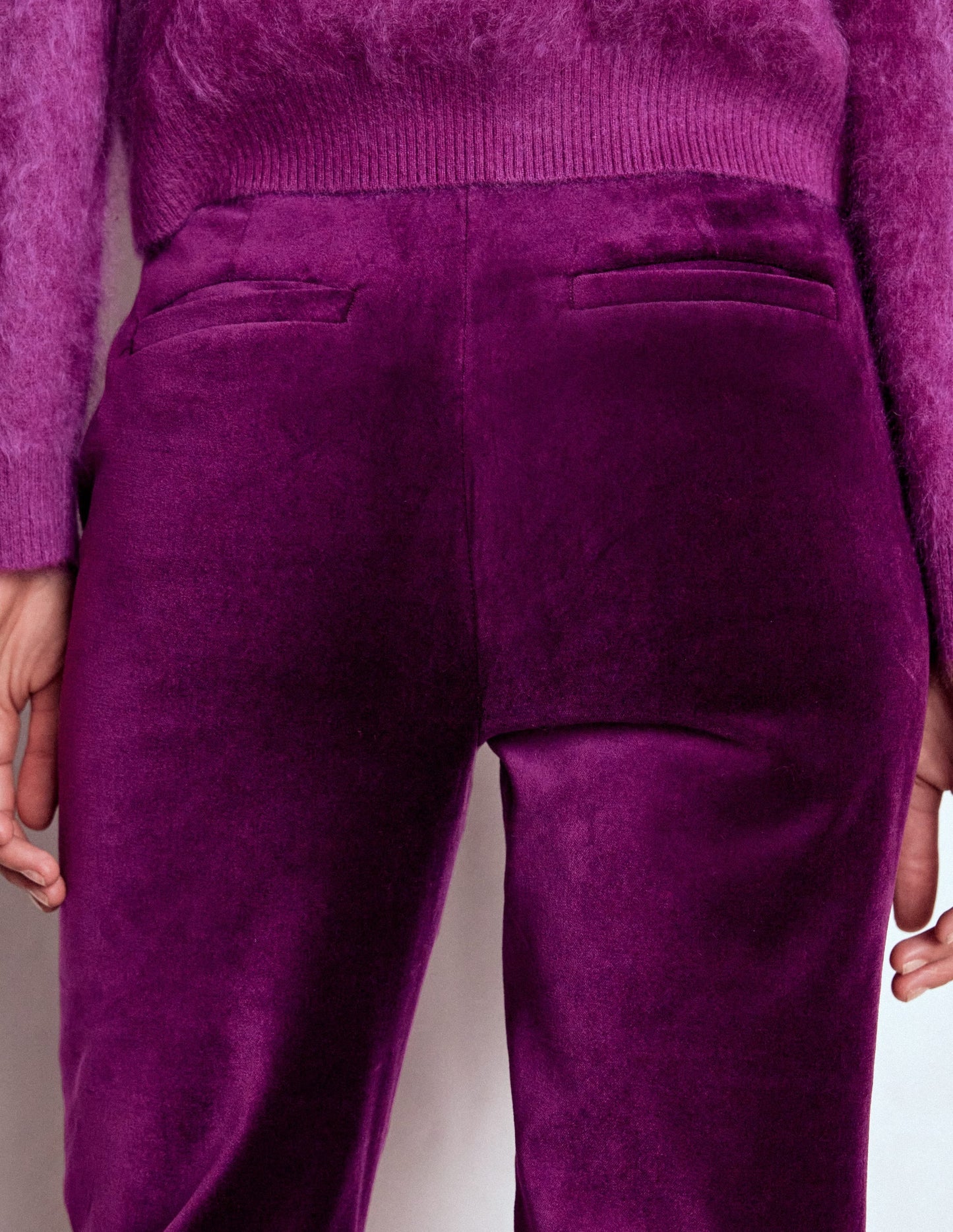 Fitted Velvet Flare Pants-Plum Jam