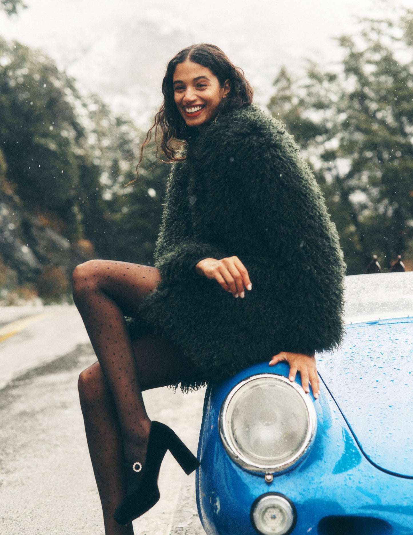 Faux Fur Coat-Kale Leaf, Faux Fur