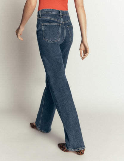 High Rise Column Leg Jeans-Dark Vintage