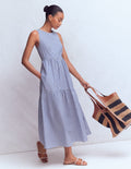 Sleeveless Poplin Dress-Surf the Web Stripe