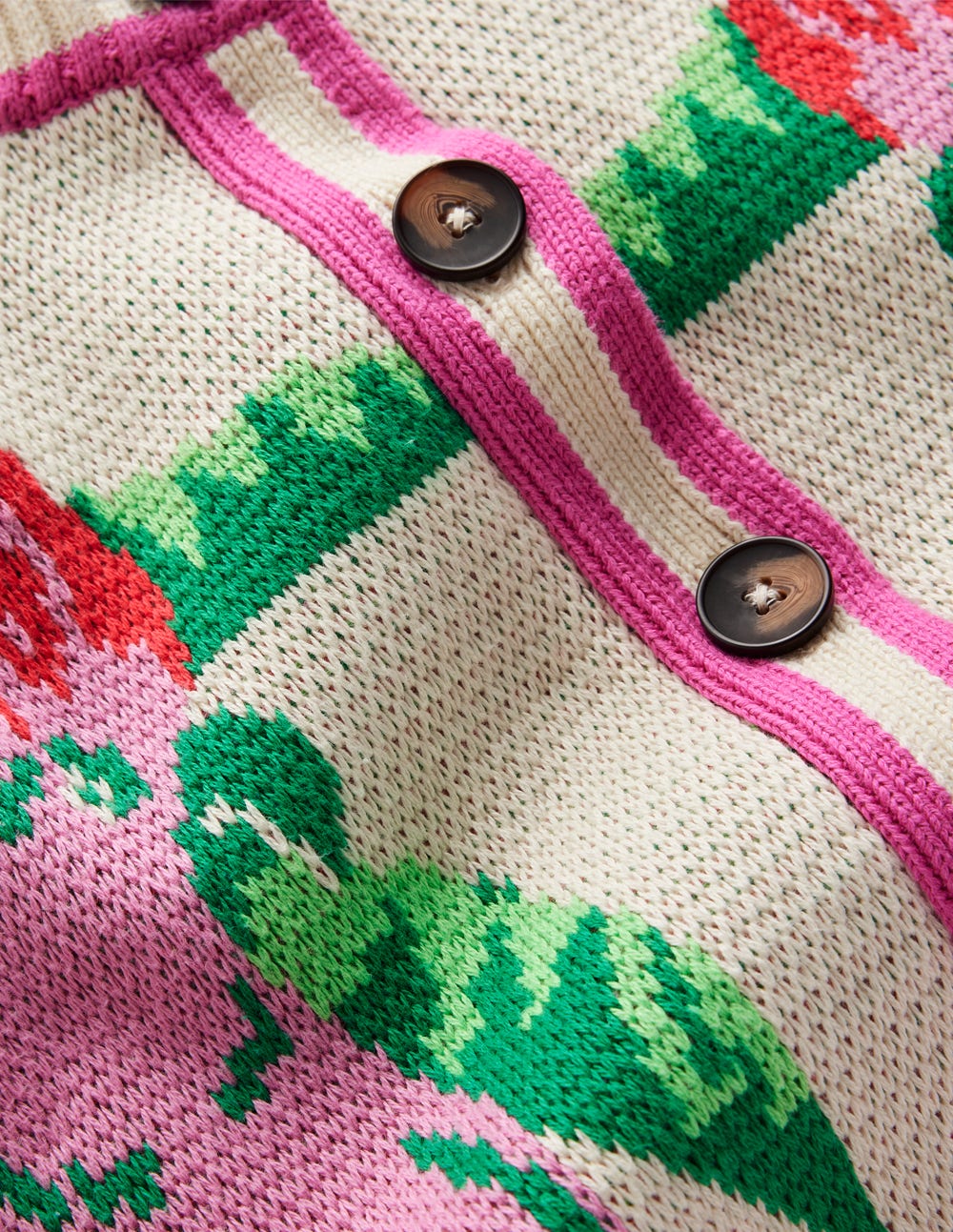 Abi Jacquard Cardigan-Warm Ivory, Palm Tree Birds
