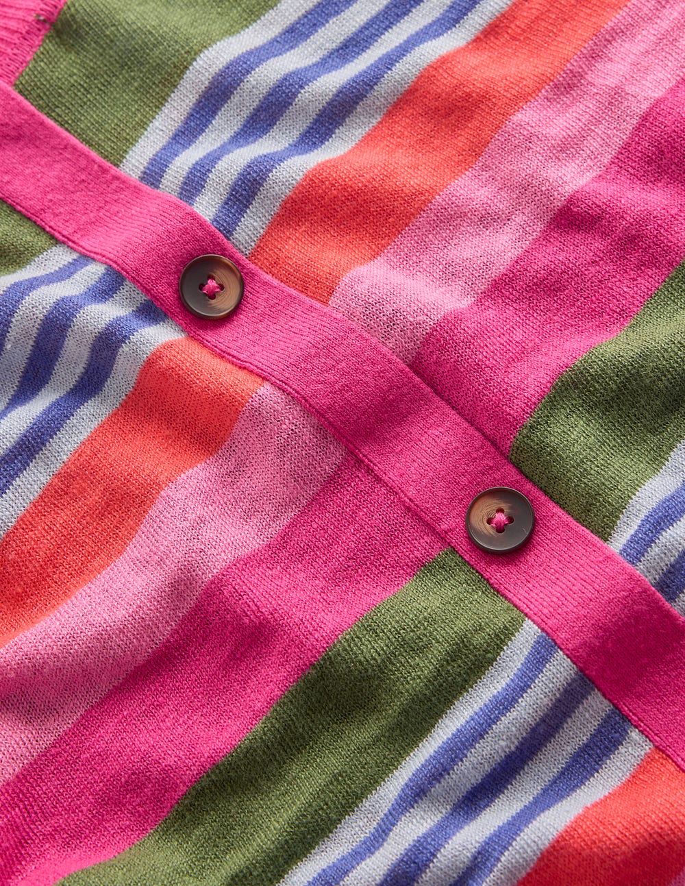 Agnes Linen Button T-Shirt-Multi Stripe