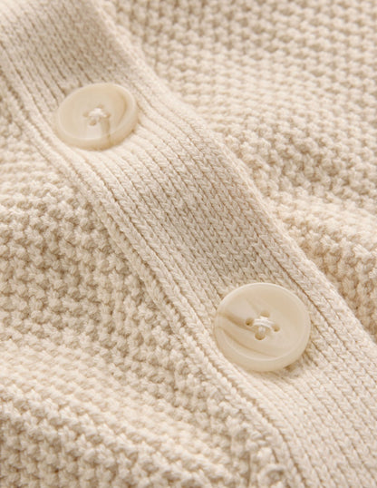 Hayley Cotton V-neck Cardigan-Warm Ivory