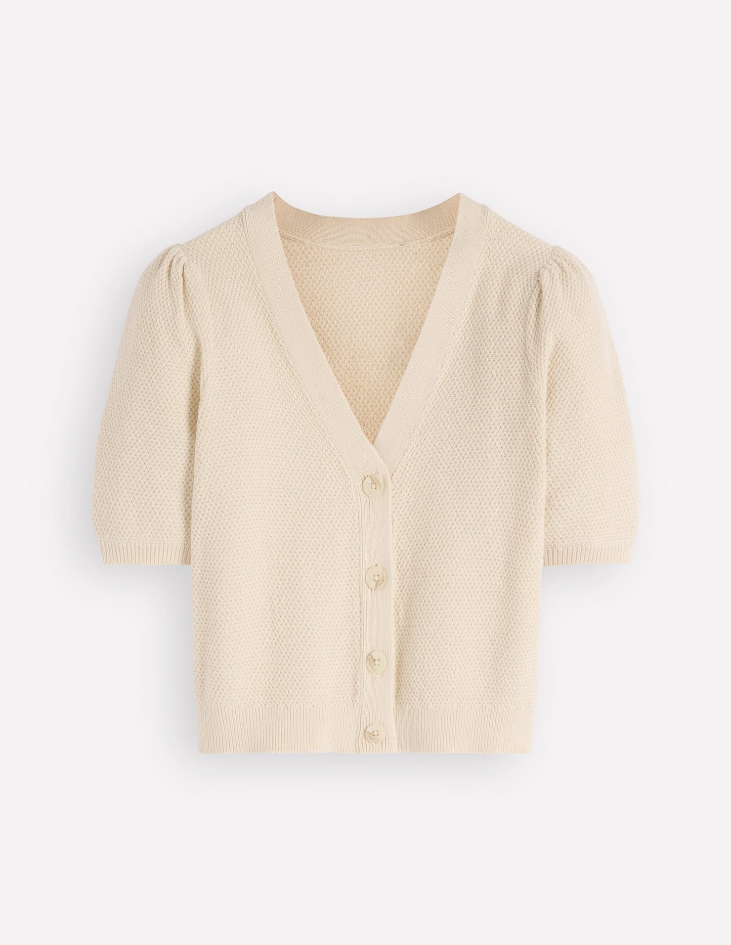 Hayley Cotton V-neck Cardigan-Warm Ivory