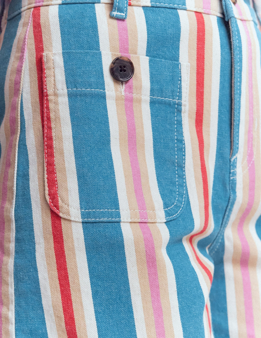 Primrose Denim Shorts-Blue, Pink, Red Multistripe