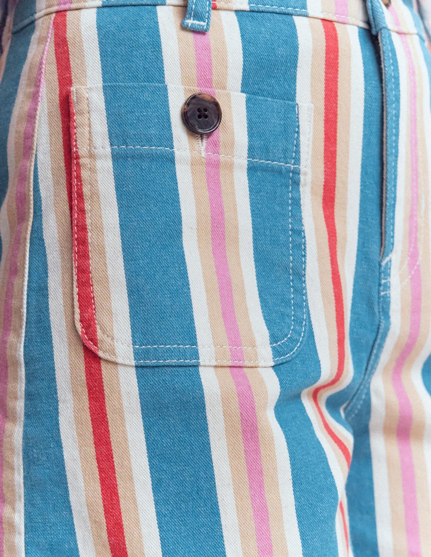 Primrose Denim Shorts-Blue, Pink, Red Multistripe