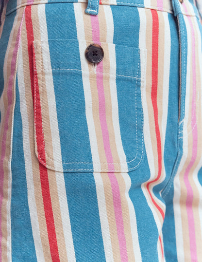 Primrose Denim Shorts-Blue, Pink, Red Multistripe