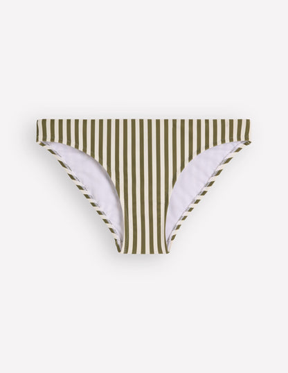 Classic Bikini Bottoms-Olive, Ivory Stripe