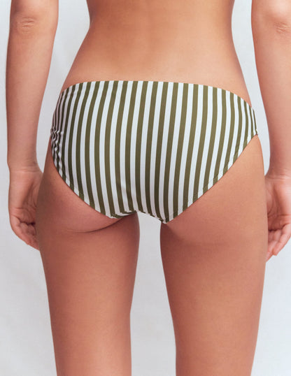 Classic Bikini Bottoms-Olive, Ivory Stripe
