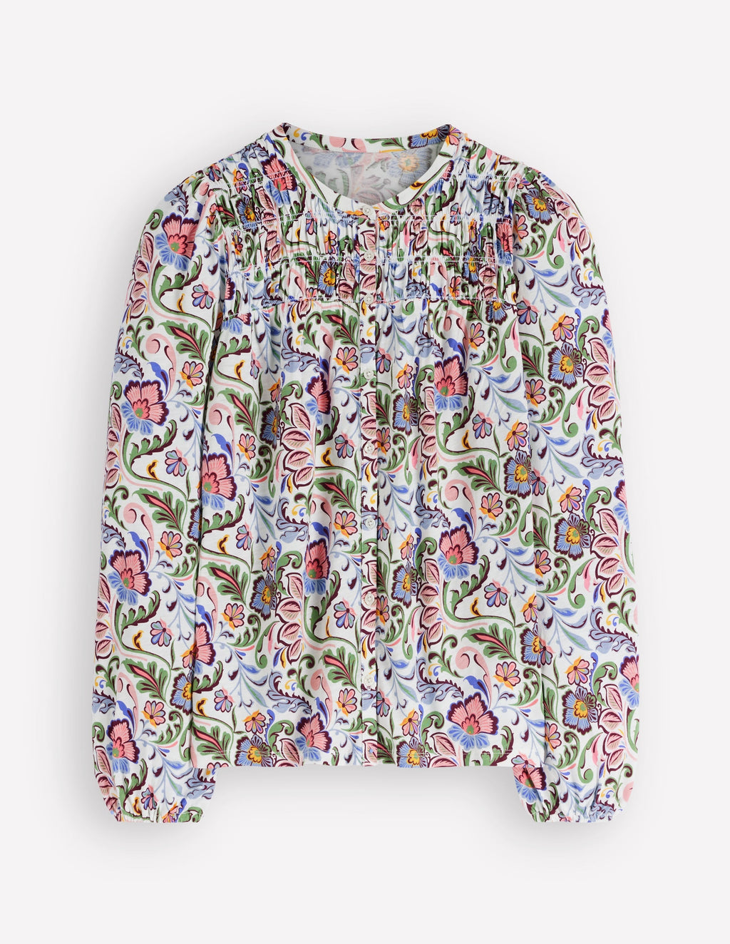 Mya Smocked Jersey Shirt-Multi, Flourishing Meadow
