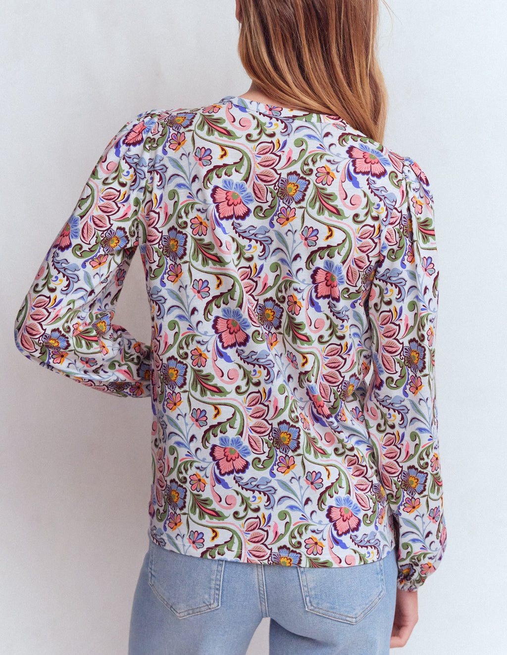 Mya Smocked Jersey Shirt-Multi, Flourishing Meadow