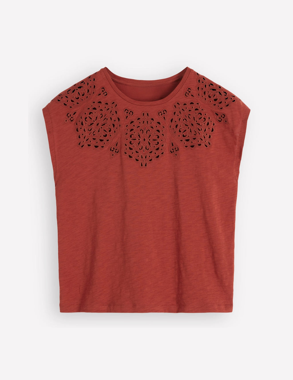 Willow Broderie T-shirt-Burnt Orange