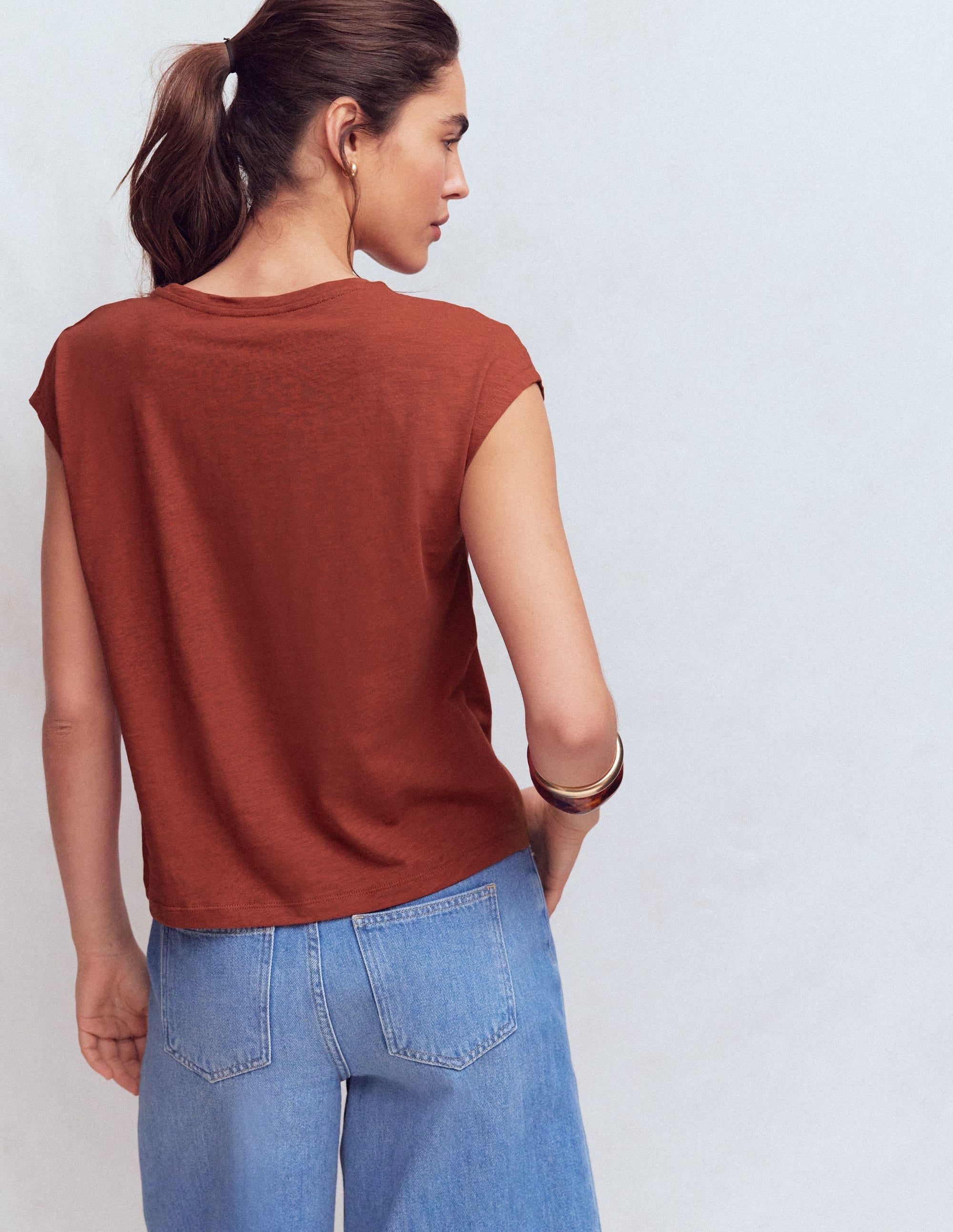 Willow Broderie T-shirt-Burnt Orange