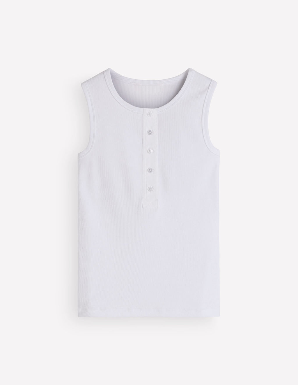 Crew Neck Henley Tank-White