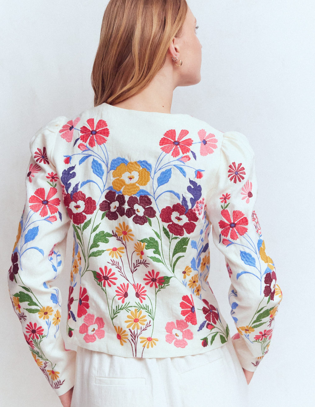 Salisbury Puff Sleeve Jacket-Multi, Embroidery