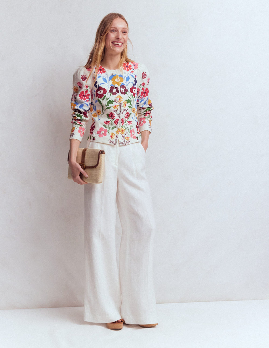 Salisbury Puff Sleeve Jacket-Multi, Embroidery
