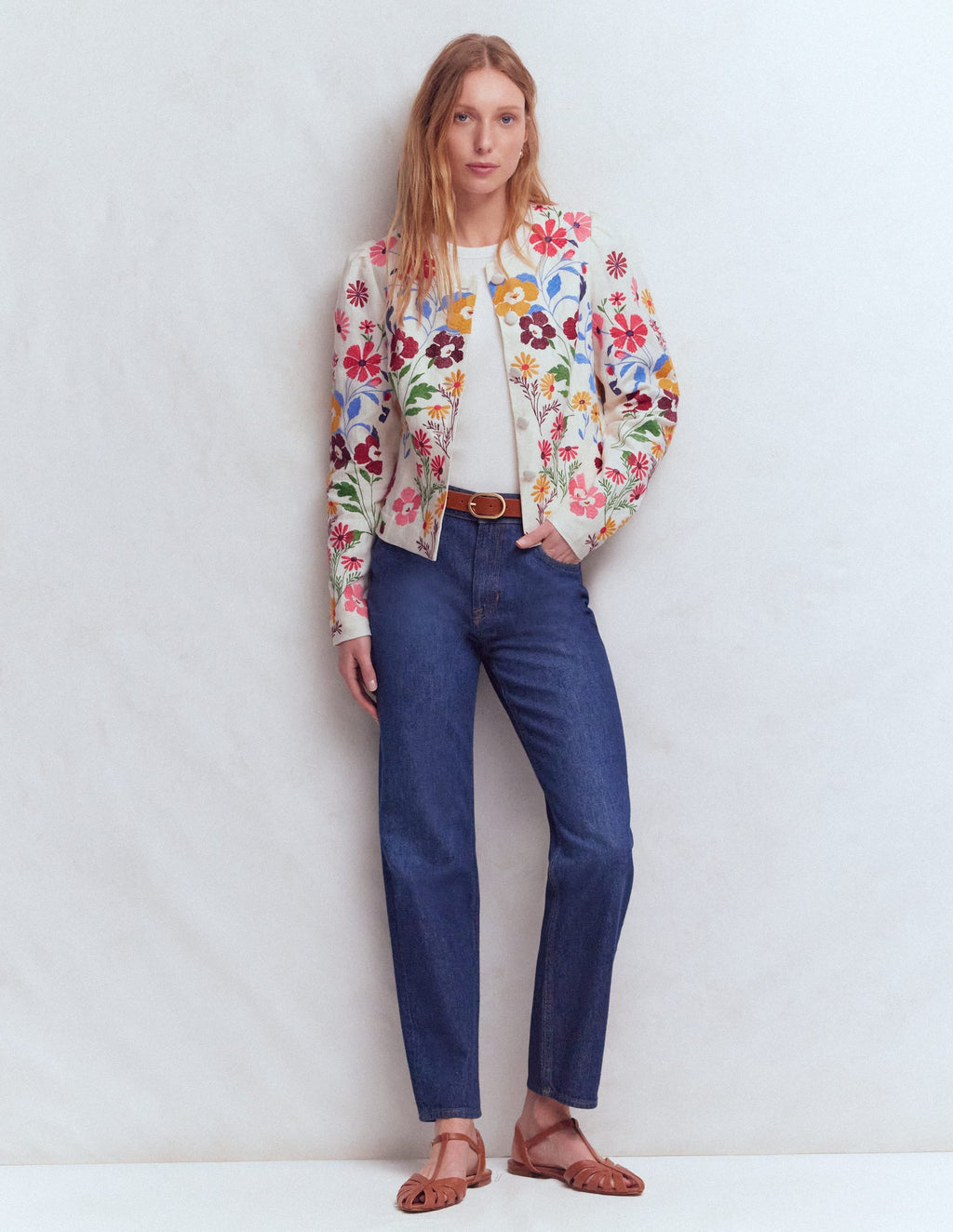 Salisbury Puff Sleeve Jacket-Multi, Embroidery