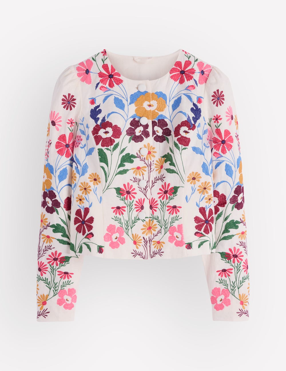 Salisbury Puff Sleeve Jacket-Multi, Embroidery