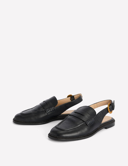 Nya Slingback Penny Loafers-Black