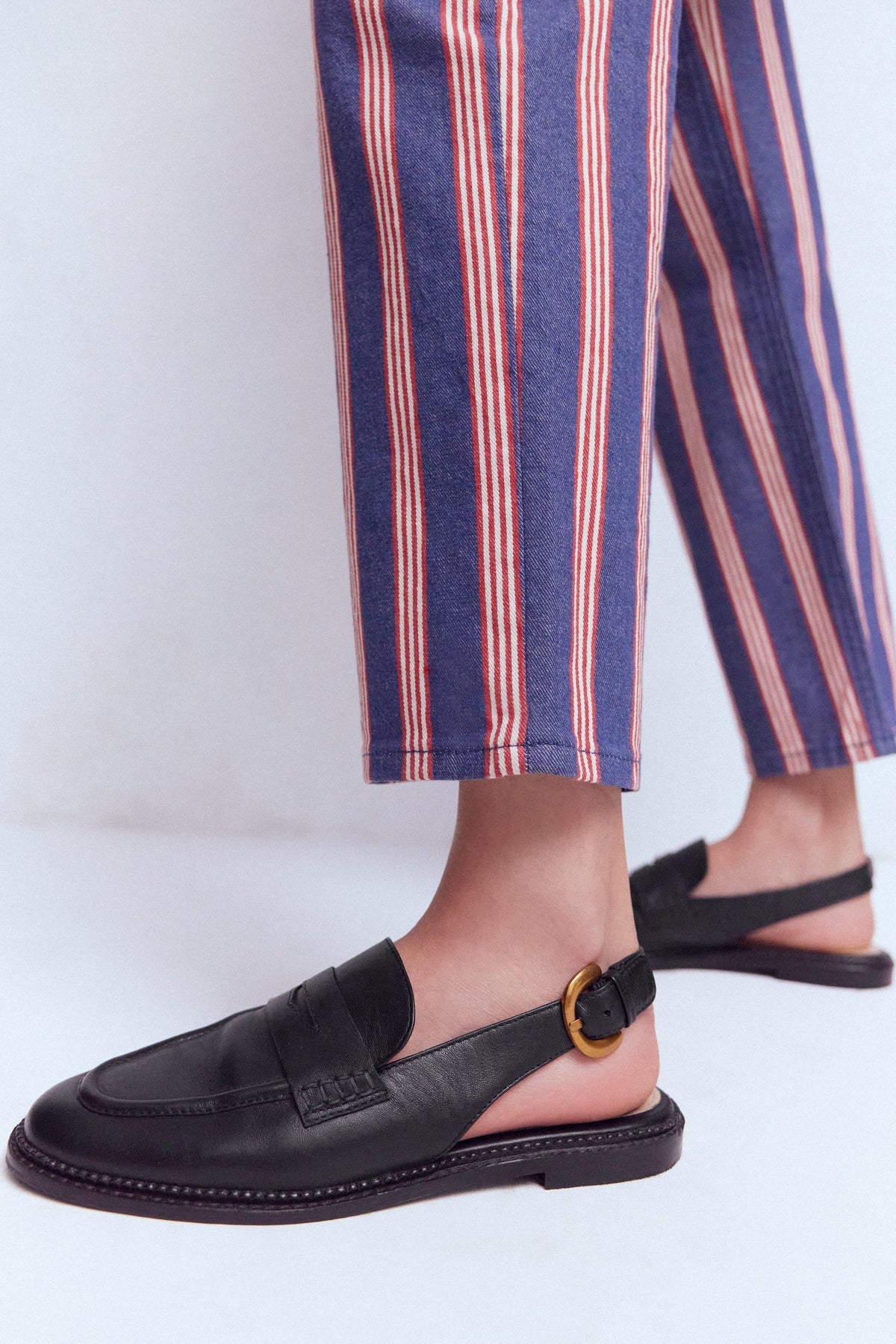 Nya Slingback Penny Loafers-Black