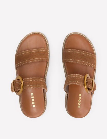 Caryl Double Strap Sandals-Tan
