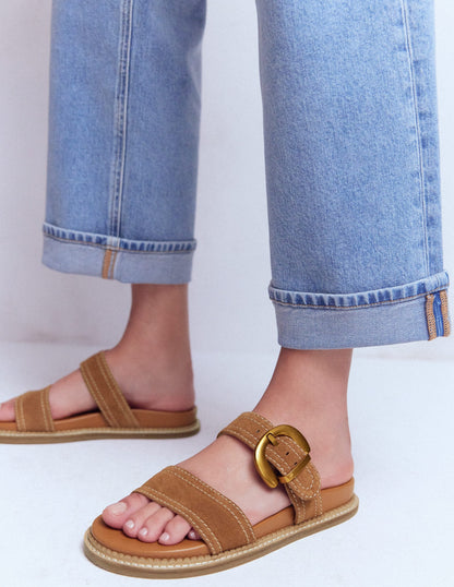 Caryl Double Strap Sandals-Tan