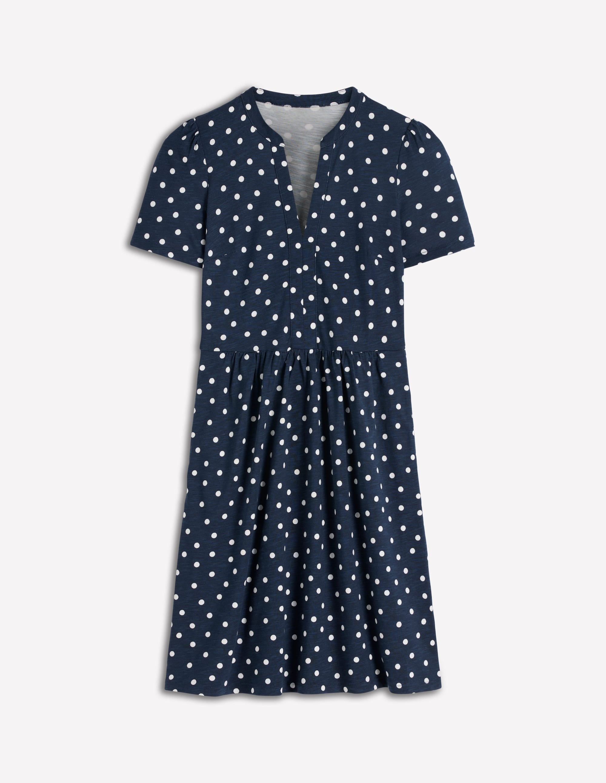 Naomi Short Sleeve Dress-French Navy, Painted Dot